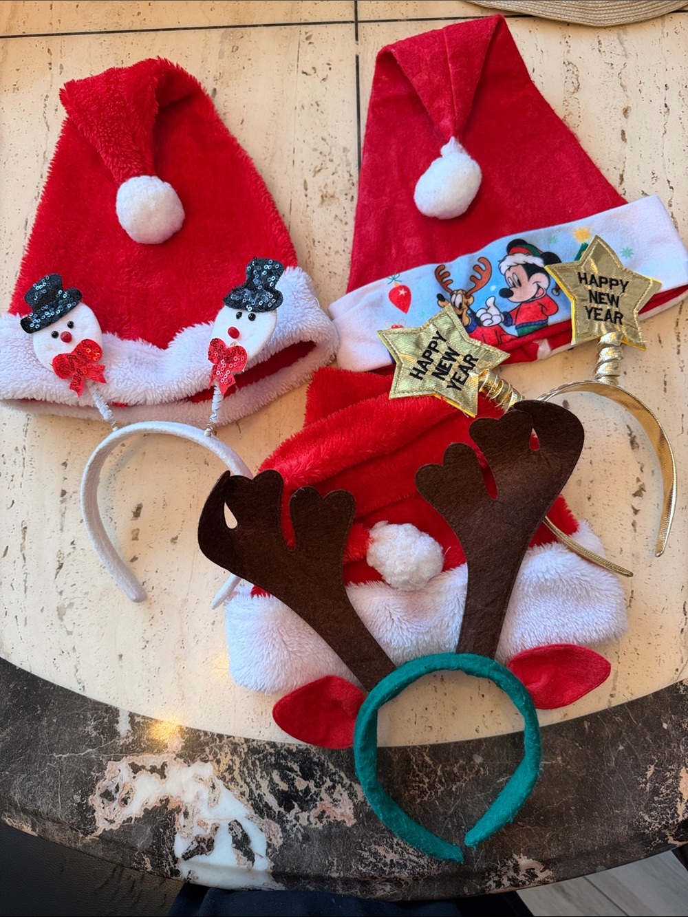 Disney Kids Holiday Hat and Headband Set with Reindeer and Snowman Accents